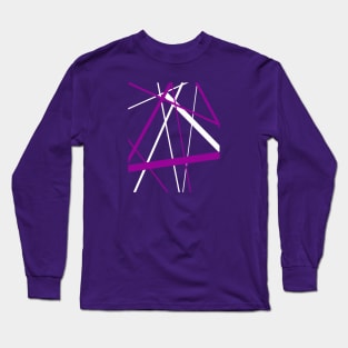 Criss Cross Purple and White Lines Long Sleeve T-Shirt